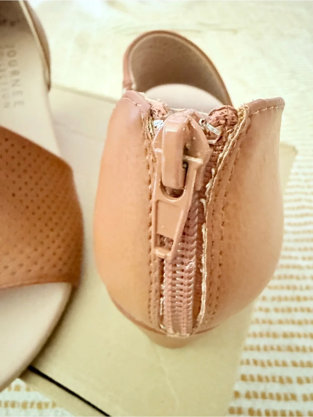 Journee Collection Aretha Open-Toe Wedge Sandals in Cognac